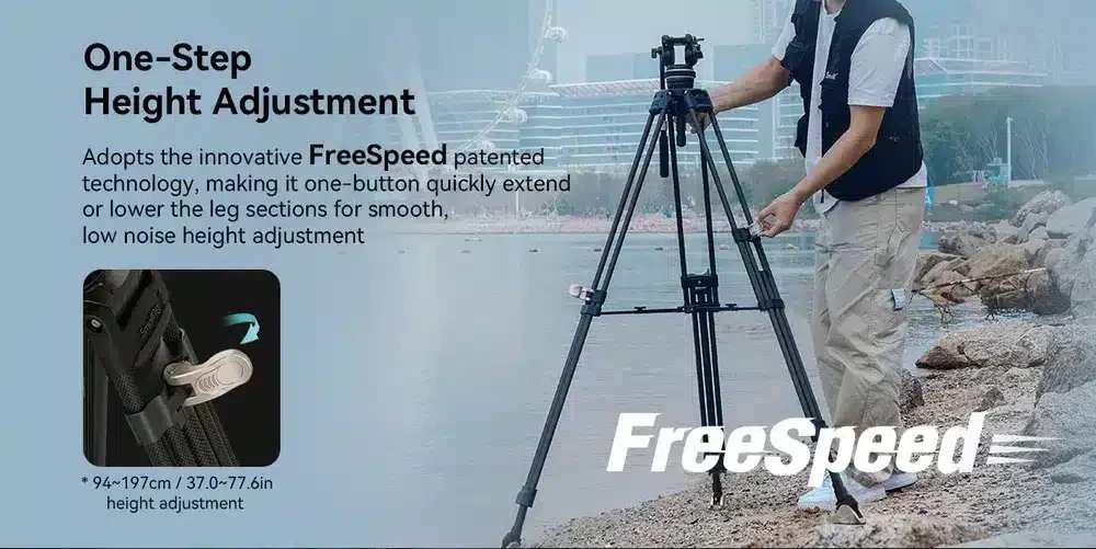 SMALLRIG 3989 Heavy-Duty Carbon Fiber Video Tripod Kit FreeBlazer