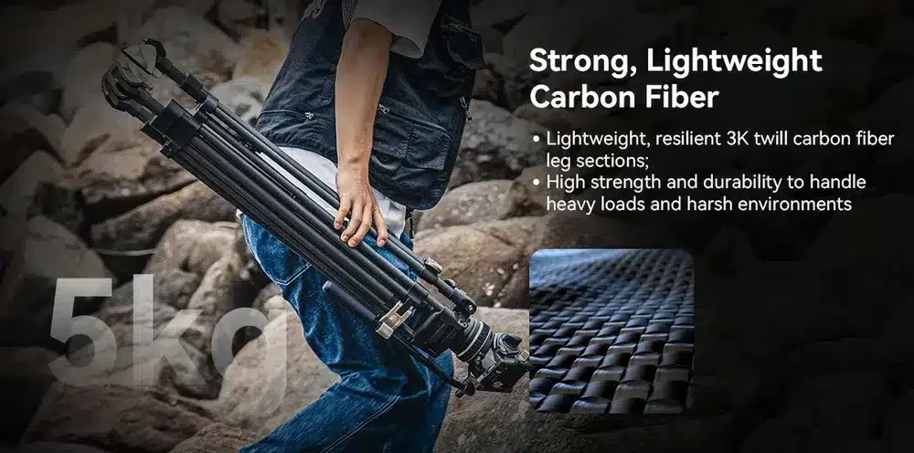 SMALLRIG 3989 Heavy-Duty Carbon Fiber Video Tripod Kit FreeBlazer