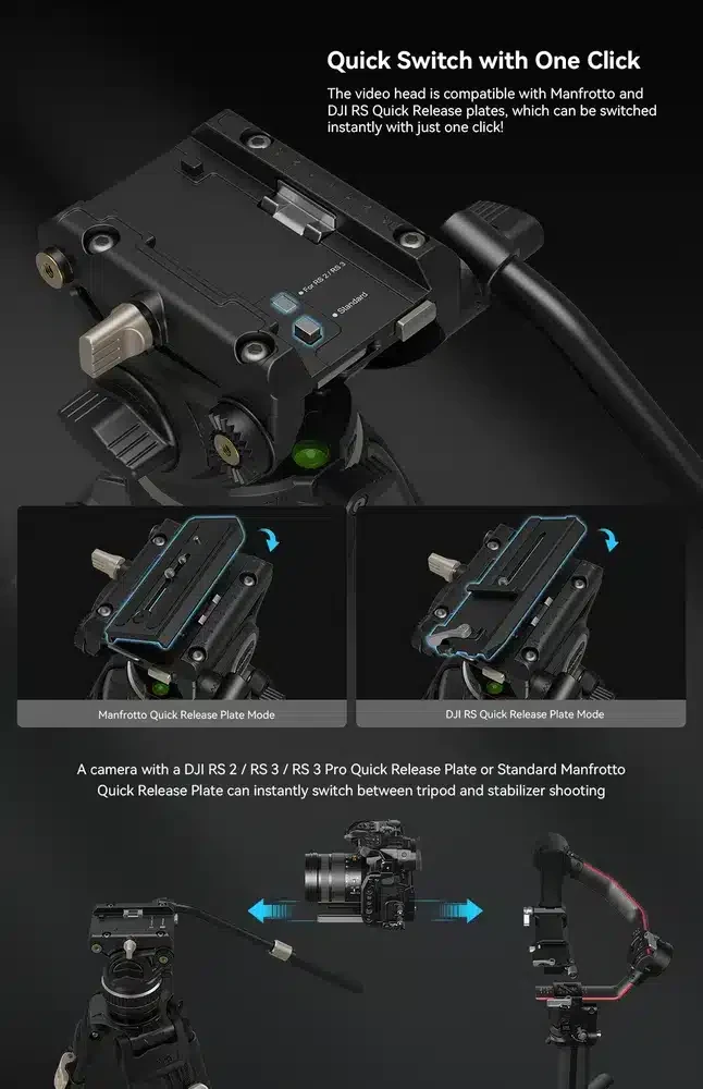 SMALLRIG 3989 Heavy-Duty Carbon Fiber Video Tripod Kit FreeBlazer