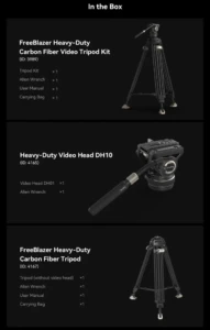 SMALLRIG 3989 Heavy-Duty Carbon Fiber Video Tripod Kit FreeBlazer