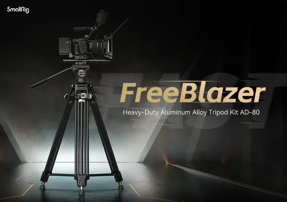 SMALLRIG 4163 Heavy-Duty Aluminium Video Tripod Kit FreeBlazer AD-80