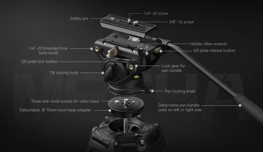 SMALLRIG 4163 Heavy-Duty Aluminium Video Tripod Kit FreeBlazer AD-80