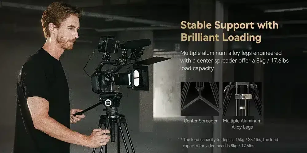 SMALLRIG 4163 Heavy-Duty Aluminium Video Tripod Kit FreeBlazer AD-80
