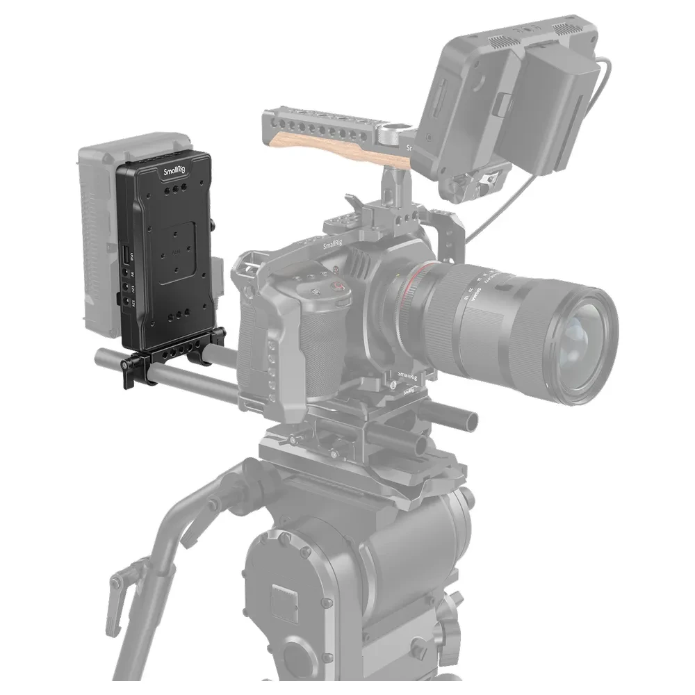 SMALLRIG 3203 Battery Adapter Plate V-Mount with Dual 15mm Rod Clamp