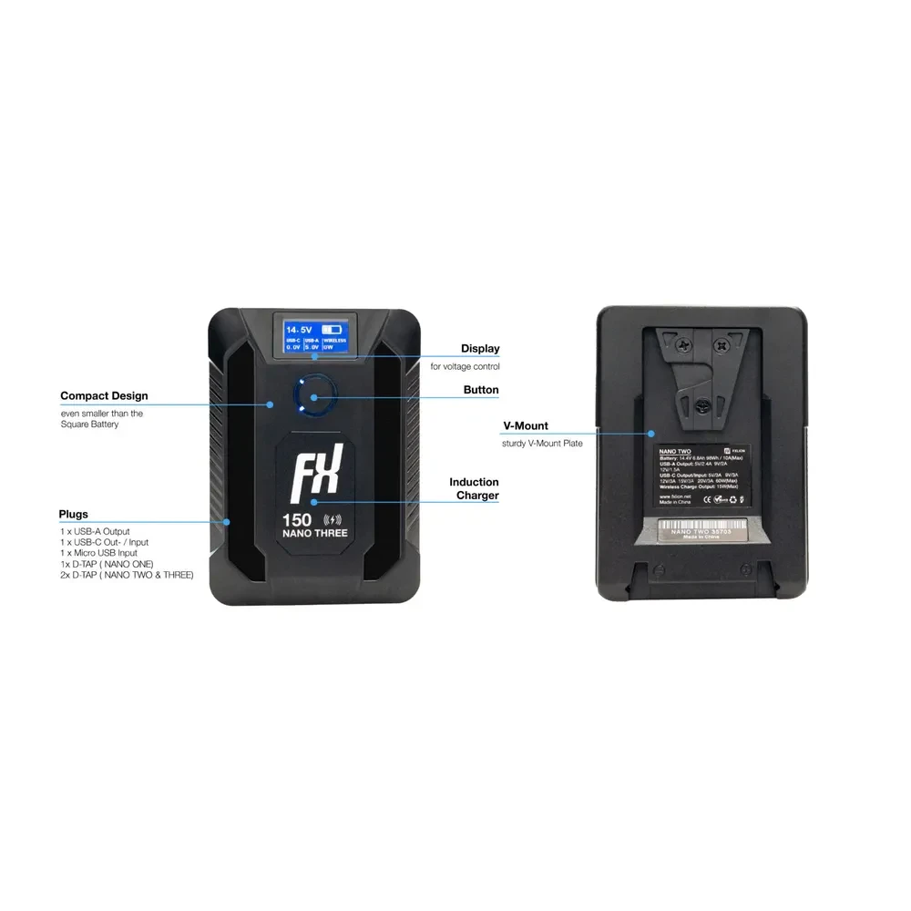 FXLION Nano Three Wireless 150Wh V-mount battery