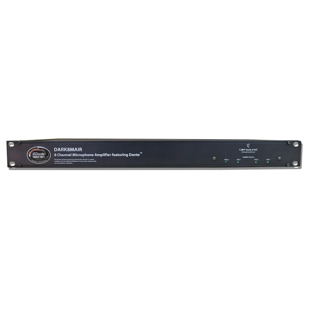 GLENSOUND DARK8MAIR 8 channel Dante/ AES67 microphone amplifier