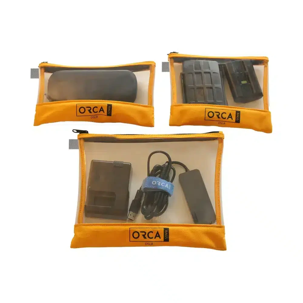 ORCA OR-599 transparent pouches kit for DSLR accessories (3 pcs)