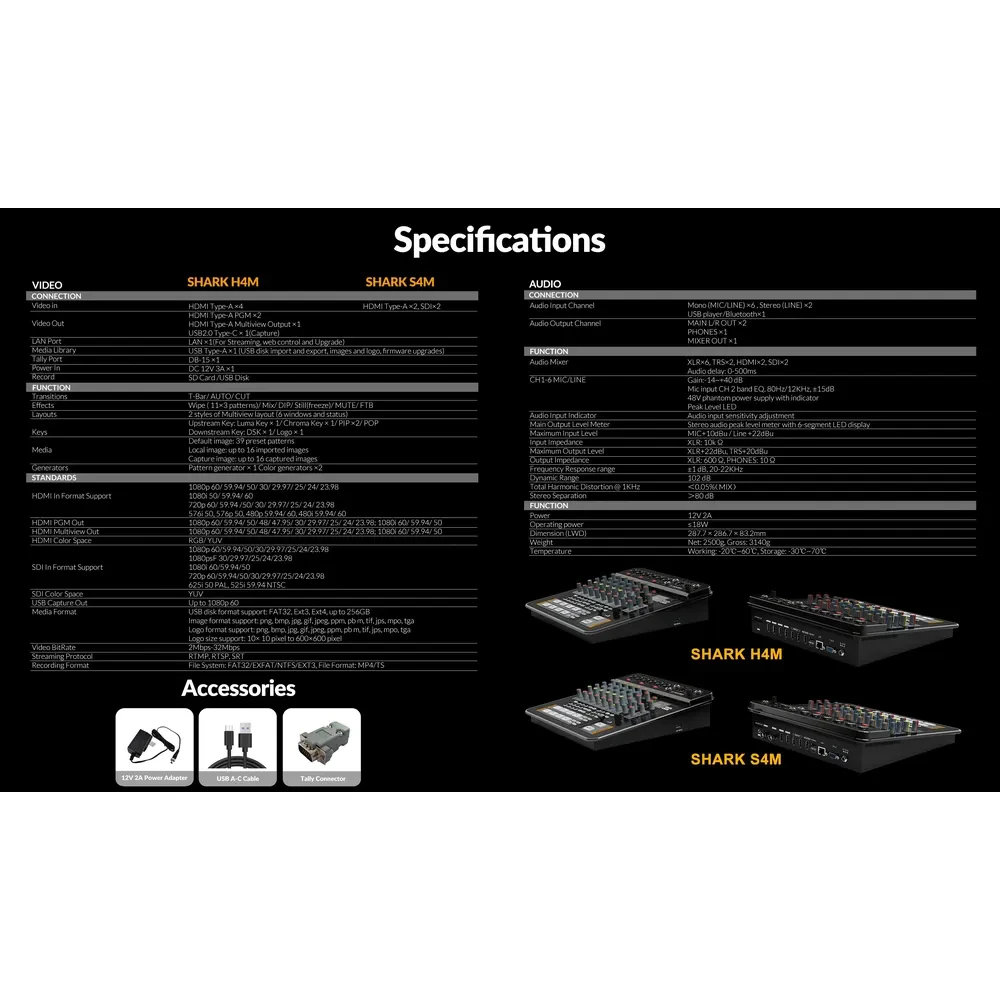 AVMATRIX Shark S4M SDI/HDMI Audio & Video Switcher