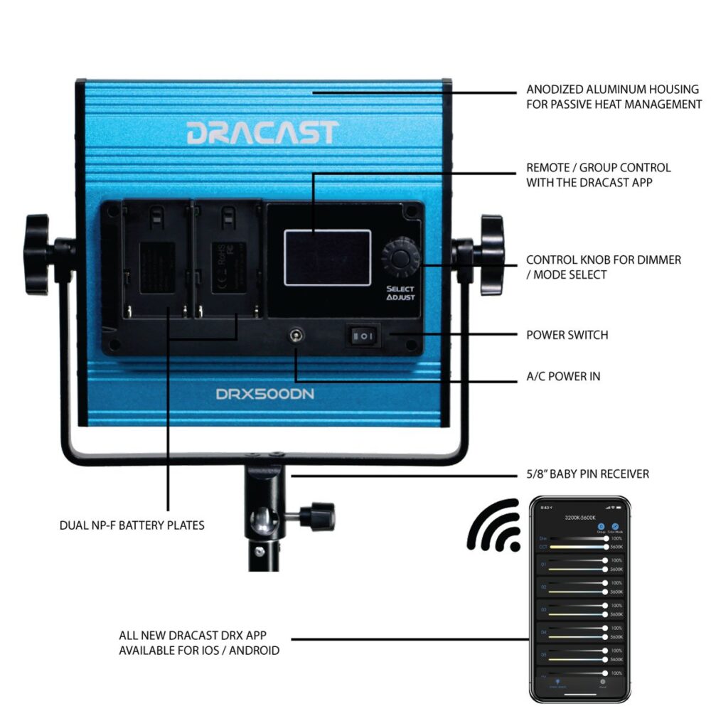 DRACAST X Series LED500 Daylight LED Video Light Panel (35W)