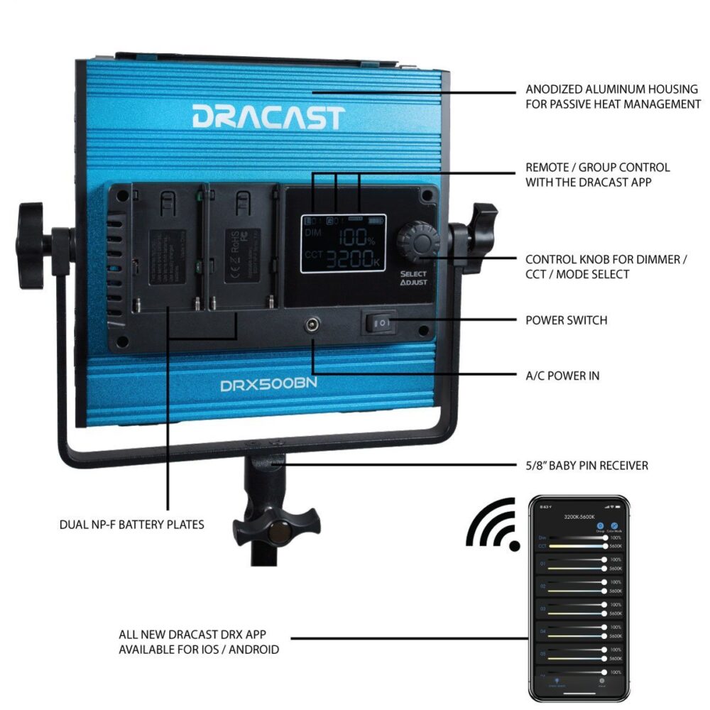 DRACAST X Series LED500 Bi-Color LED Video Light Panel (35W)