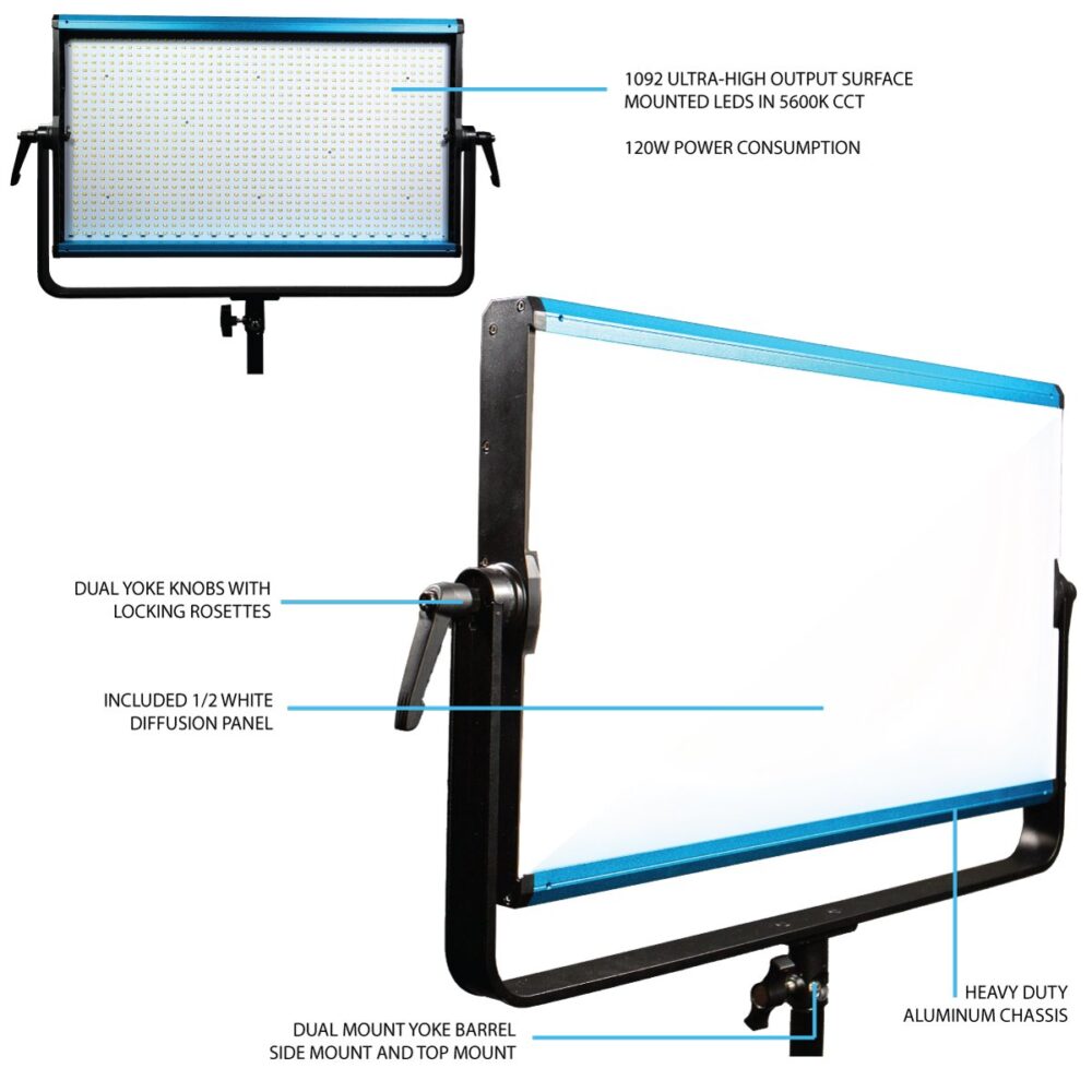 DRACAST X Series LED2000 Daylight LED Video Light Panel (130W)