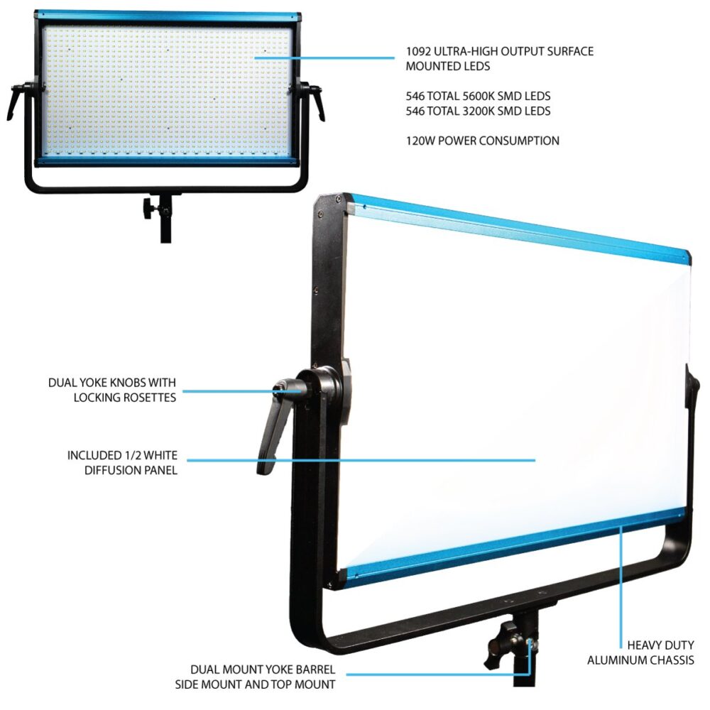 DRACAST X Series LED2000 Bi-Color LED Video Light Panel (130W)