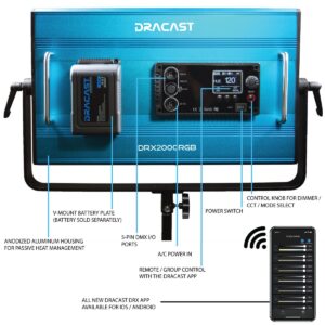 DRACAST X Series LED2000 RGBWW LED Video Light Panel (130W)