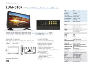 31" TVLOGIC LUM-310R 4K HDR reference master monitor