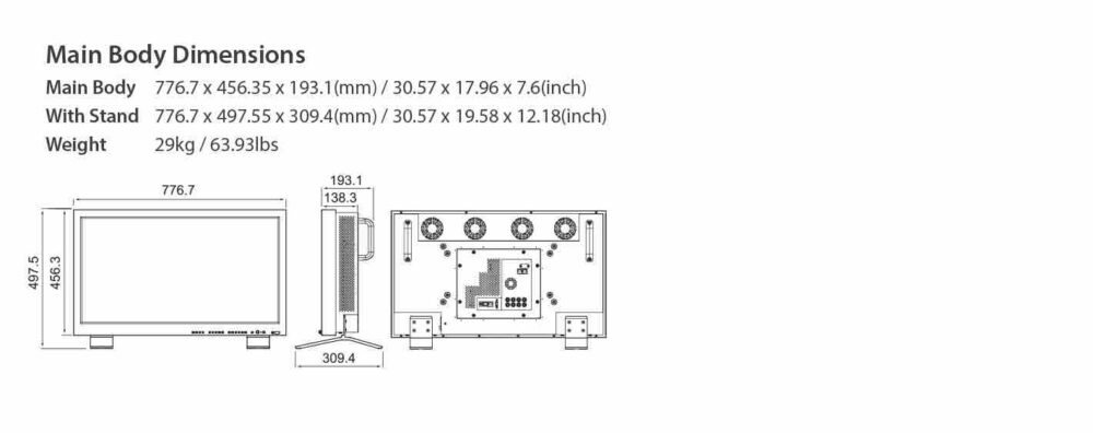 31" TVLOGIC LUM-310R 4K HDR reference master monitor