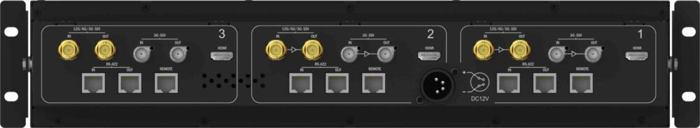 5.5” TVLOGIC R-5T triple 2RU UHD-4K ready rack mount monitor, 12G-SDI/HDMI