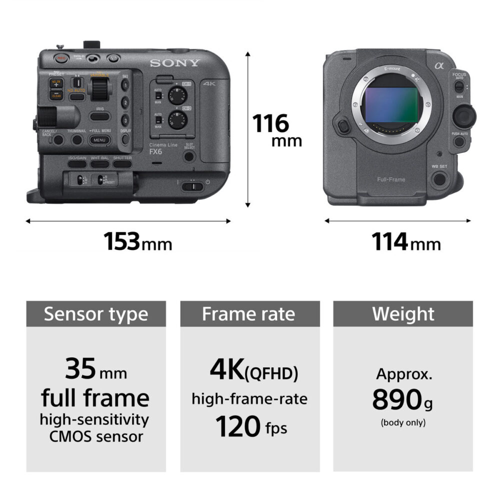SONY FX6 täiskaader Cinema Line kaamera