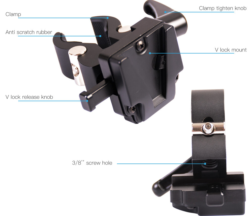V-mount akukinnitus
