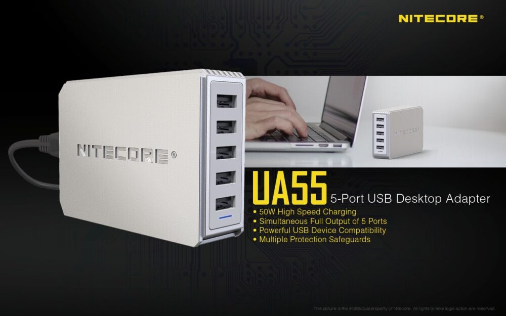 NITECORE UA55 5-Port USB desktop adapter