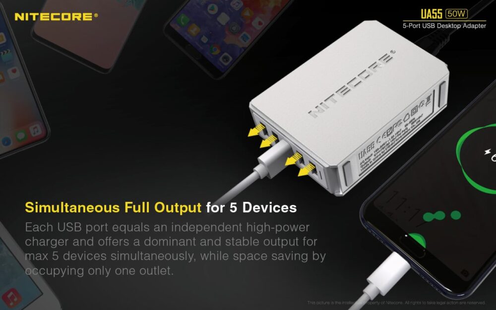 NITECORE UA55 5-Port USB desktop adapter
