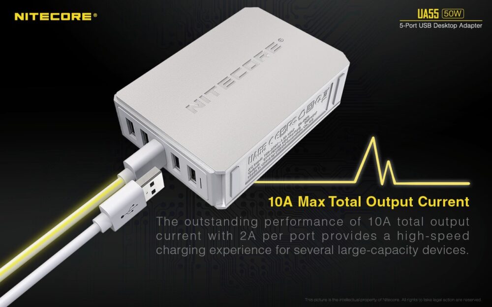 NITECORE UA55 5-Port USB desktop adapter