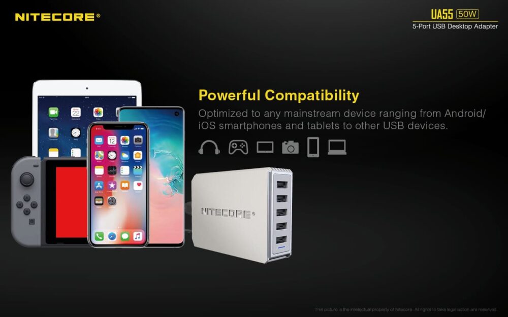 NITECORE UA55 5-Port USB desktop adapter