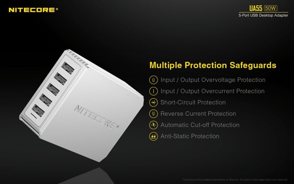 NITECORE UA55 5-Port USB desktop adapter