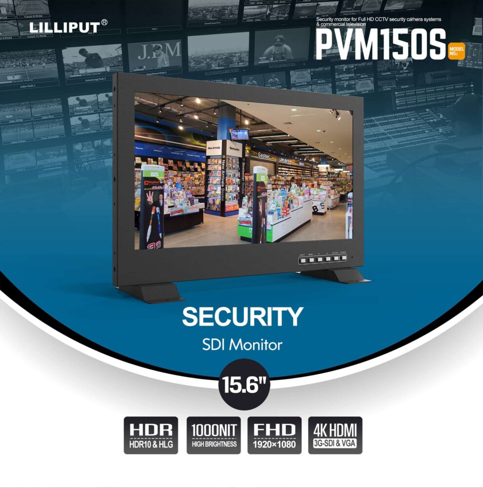 15.6" LILLIPUT PVM150S HDR monitor, HDMI, SDI, VGA, AV