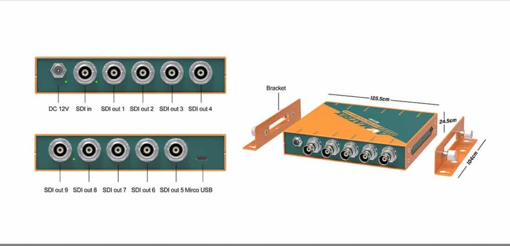 AVMATRIX SD1191 1×9 SDI reclocking distribution amplifier