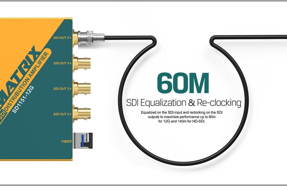 AVMATRIX SD1151-12G 1×5 12G-SDI reclocking distribution amplifier