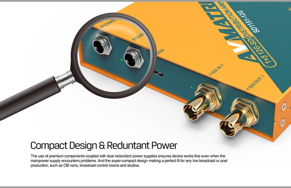 AVMATRIX SD1151-12G 1×5 12G-SDI reclocking distribution amplifier