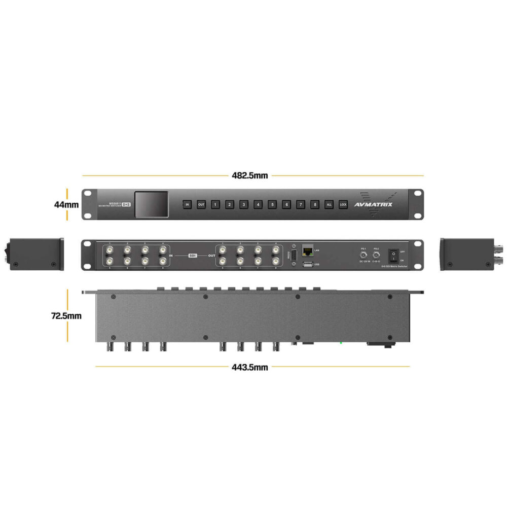 AVMATRIX MSS0811 1RU 8×8 3G-SDI matrix switcher
