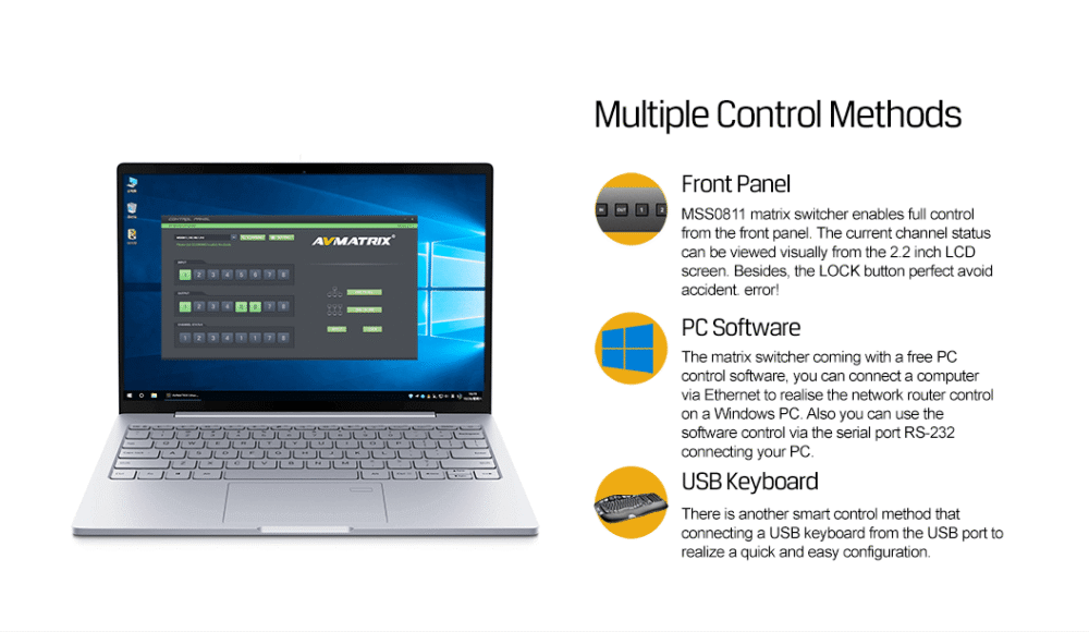 AVMATRIX MSS0811 1RU 8×8 3G-SDI matrix switcher