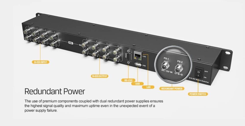 AVMATRIX MSS0811 1RU 8×8 3G-SDI matrix switcher