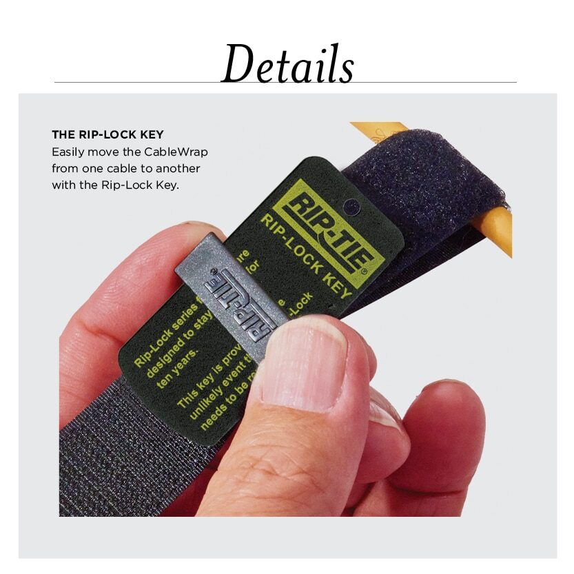 1" x 6.5" RIP-TIE Rip-Lock CableWrap with Write-On Pull Tab, 10 Pack, BLACK