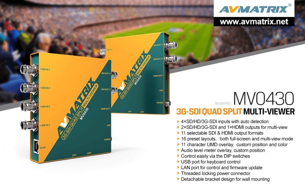 AVMATRIX MV0430 4 channel SDI multiviewer