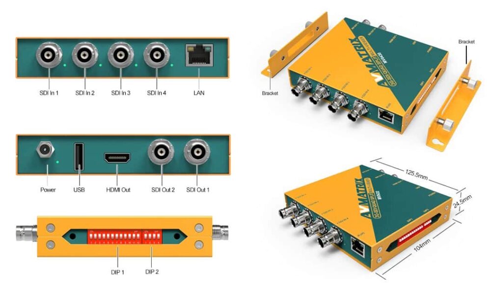 AVMATRIX MV0430 4 channel SDI multiviewer