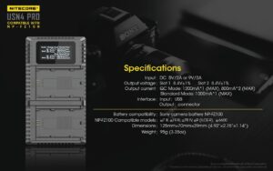 Nitecore USN4 PRO dual slot digital USB charger for Sony NP-FZ100 batteries