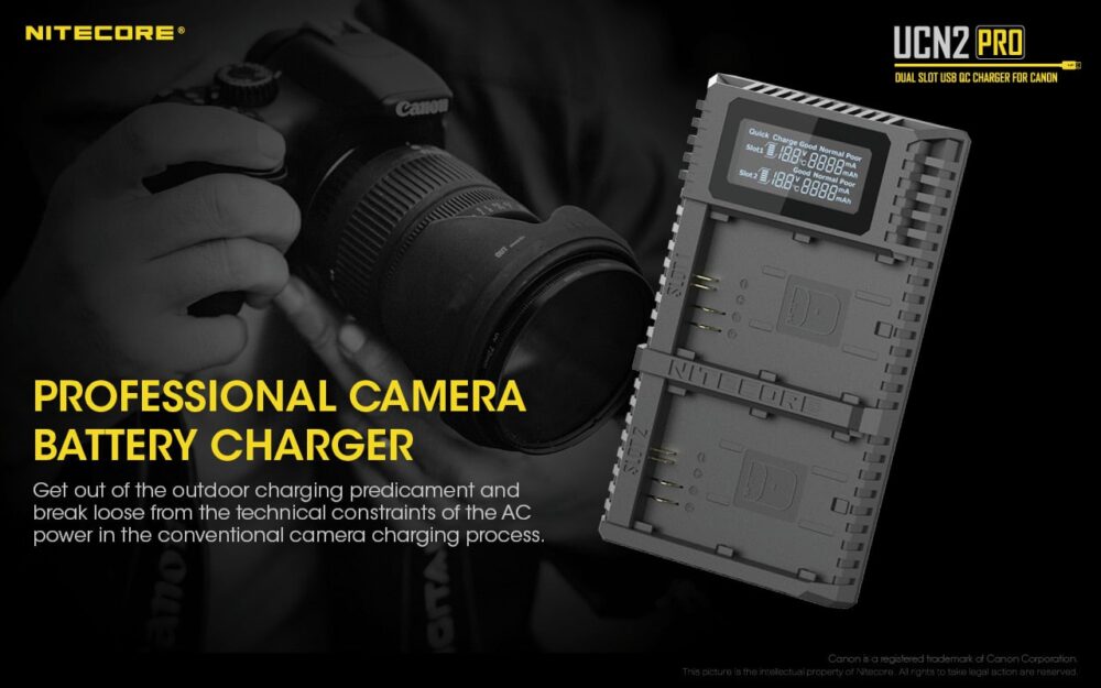 Nitecore UCN2 PRO akulaadija CANON LP-E6N akudele, USB