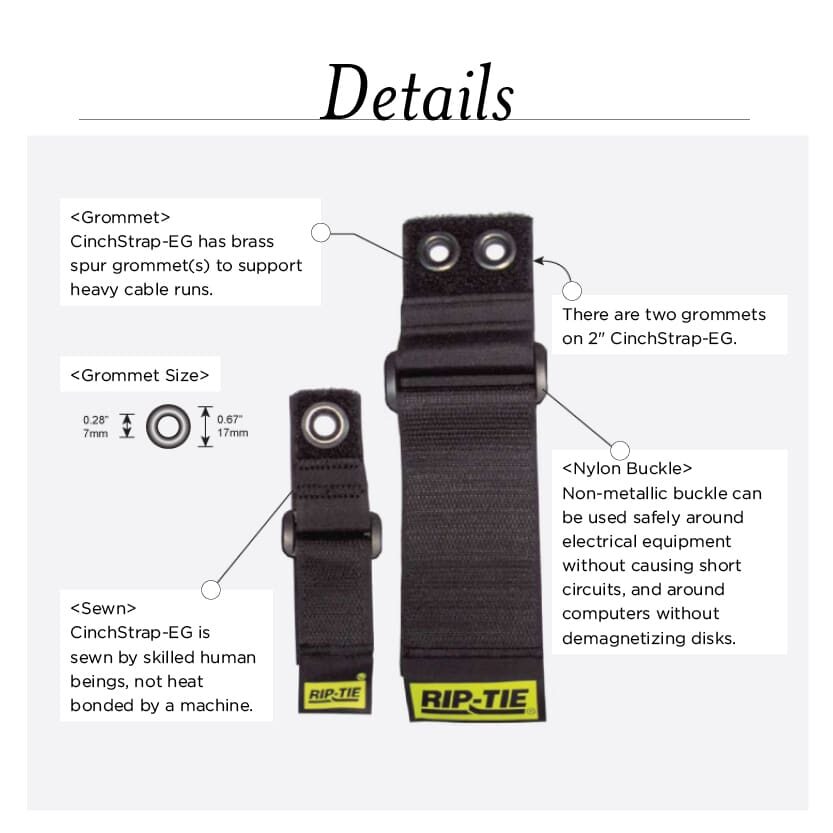 1" x 10"RIP-TIE CinchStrap-EG, 10 Pack, BLACK