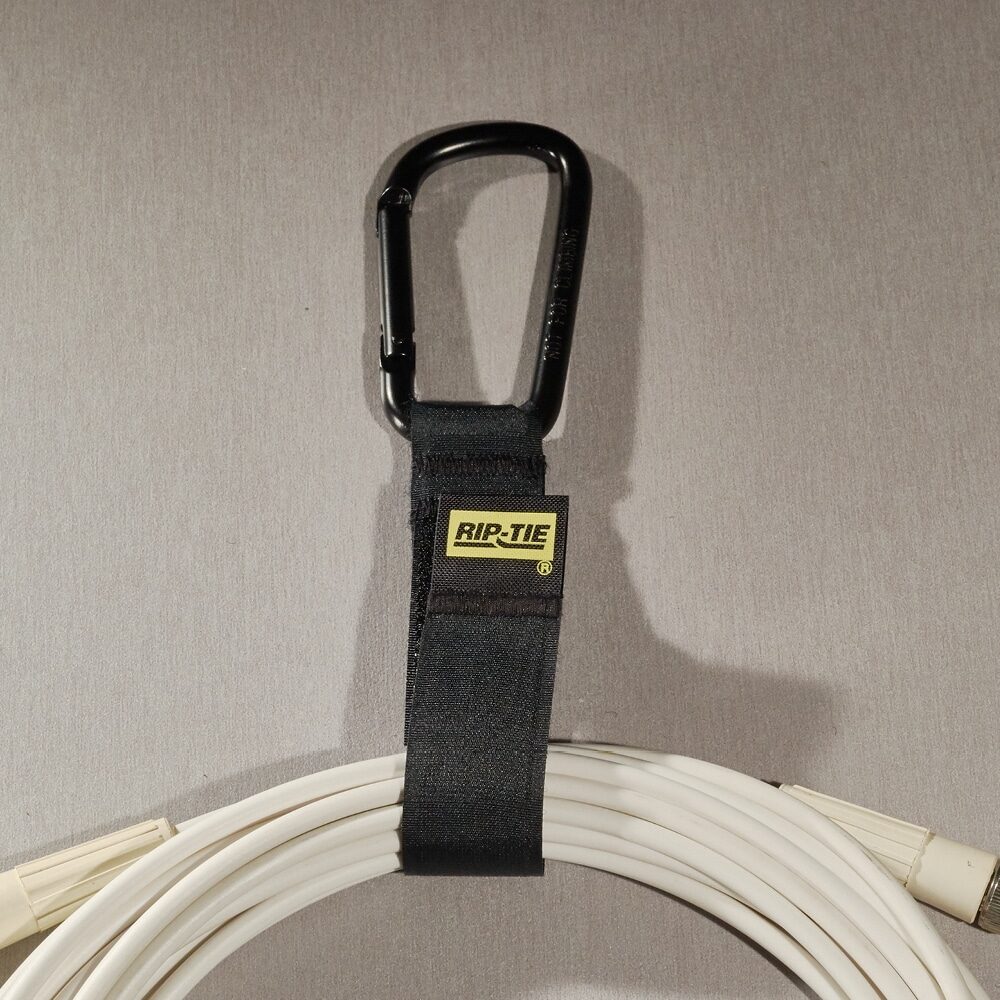1" x 6" RIP-TIE CableCarrier with Black Carabiner, 2 Pack, BLACK