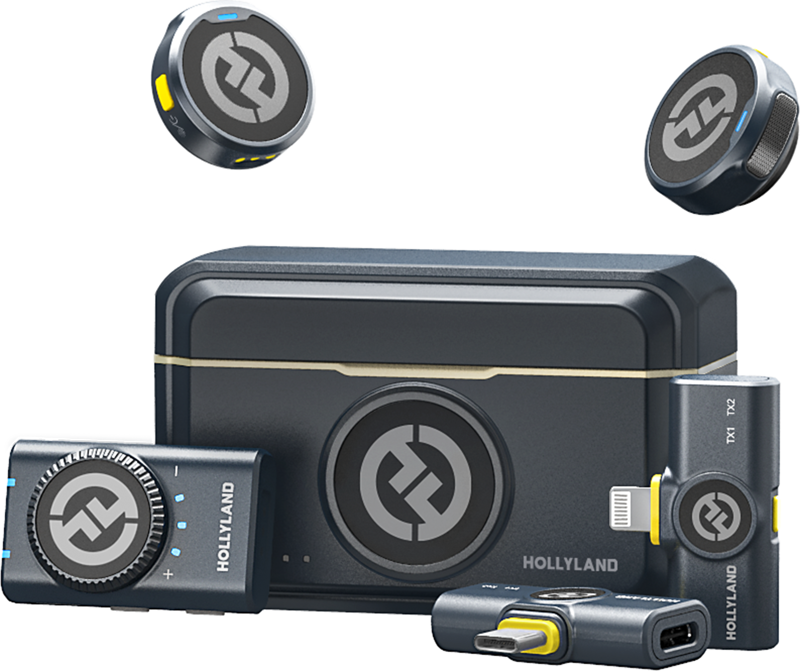 HOLLYLAND Lark M2 Combo - Wireless Lavalier Microphone (Duo,ShineCharcoal)