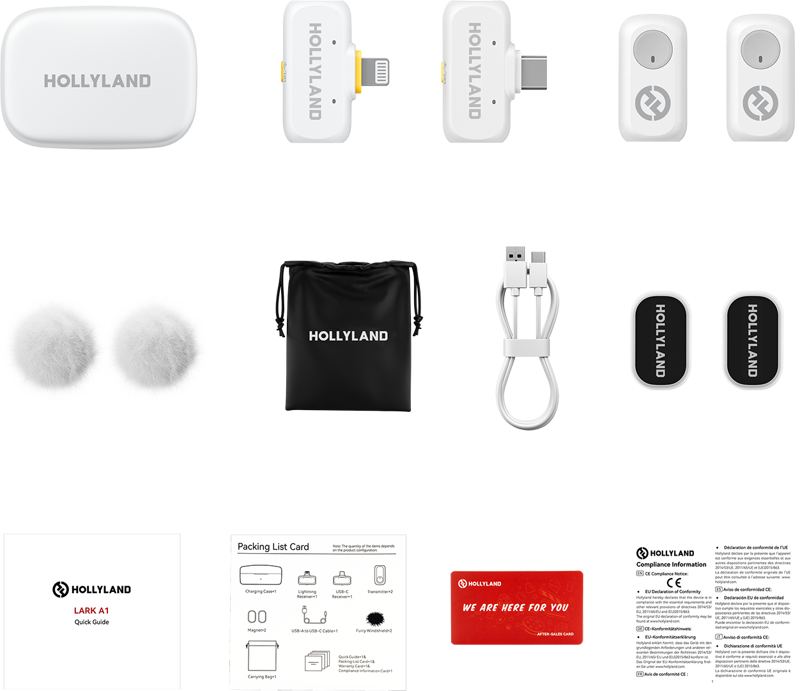 HOLLYLAND LARK A1 Combo Ivory White, with USB-C RX + Lightning RX + Charging Case