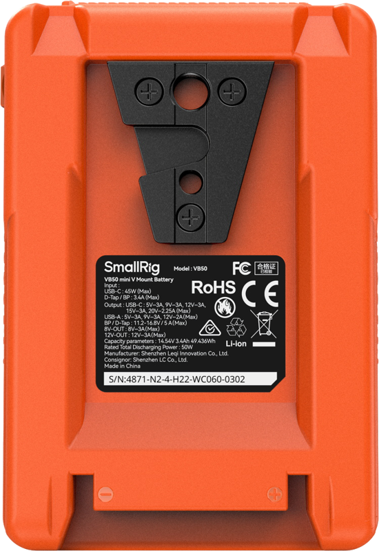 SMALLRIG 4871 V-Mount Battery Mini VB50 (Orange)