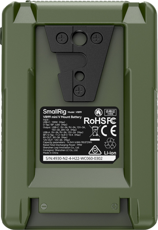 SMALLRIG 4930 V-Mount Battery Mini VB99 (Green)