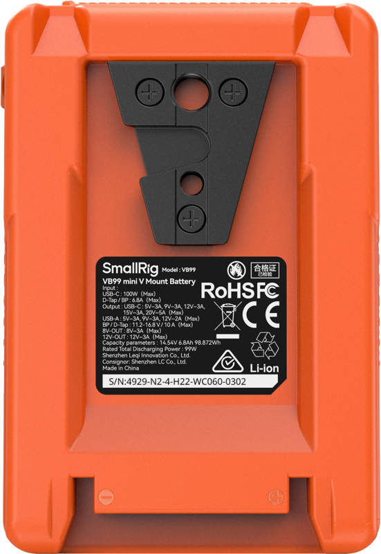 SMALLRIG 4929 V-Mount Battery Mini VB99 (Orange)