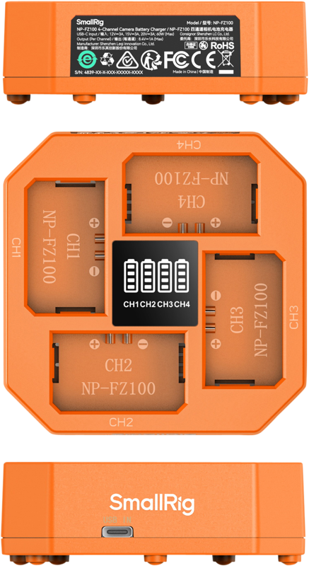 SMALLRIG 4839 NP-FZ100 4-Channel Camera Battery Charger