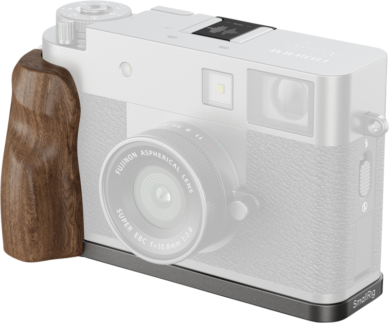 SMALLRIG 5394 L-Shaped Mount Plate with Wooden Handle for FUJIFILM X half Charcoal Silver