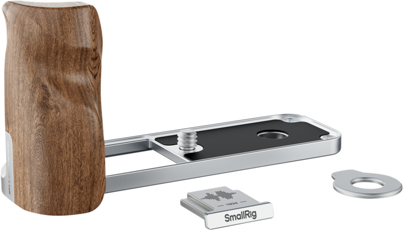 SMALLRIG 5223 L-Shaped Mount Plate with Wooden Handle for FUJIFILM X half Silver