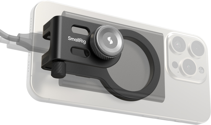 and Samsung T9 models. The clamp features a slide-in cold shoe mount that can be quickly installed at the base of the clamp